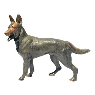Vintage German Brass Shepherd Figurine, 1960s For Sale