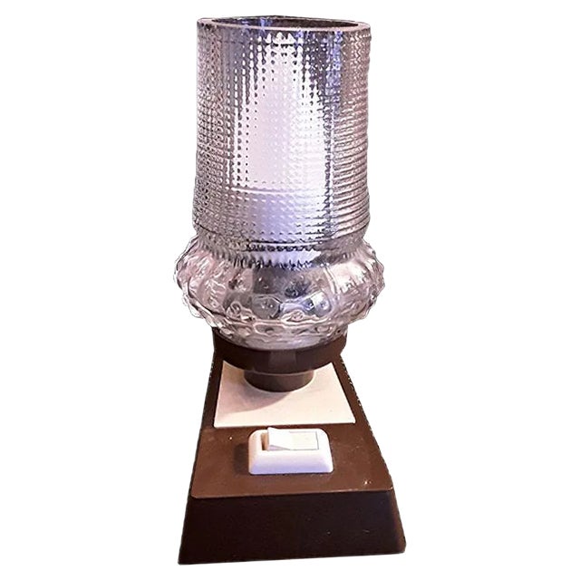 Table Lamp with Brown and Cream White Plastic, 1960s For Sale