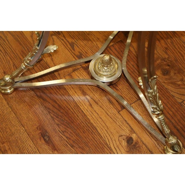 Metal 1980s Louis XV Steel & Chrome Glass Top Gueridon End Table Attributed to Labarge For Sale - Image 7 of 8