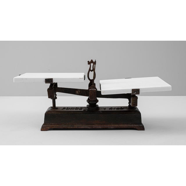 19th Century French Iron & Marble Scale For Sale - Image 12 of 18