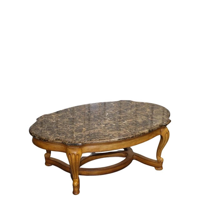 Vintage French Style Coffee Table with Faux Marble Top For Sale - Image 14 of 14