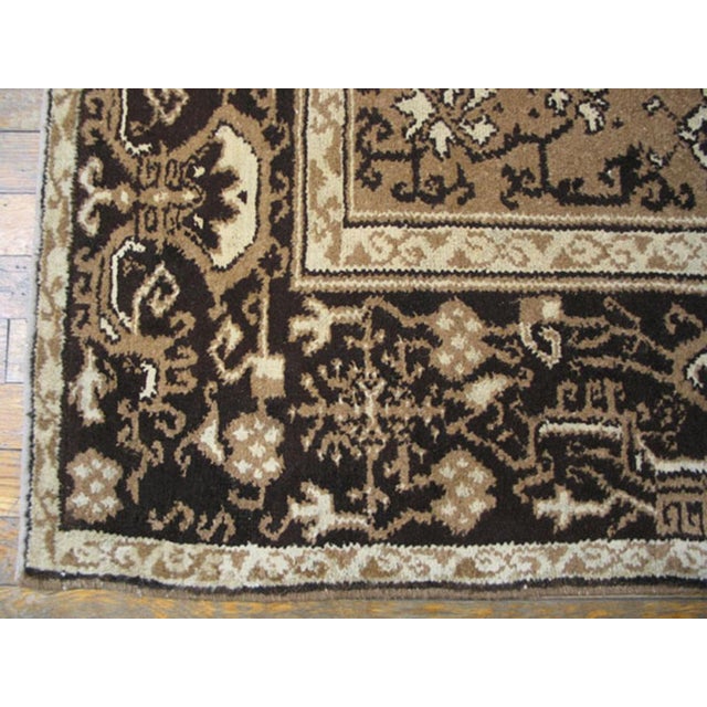 1920s Tan Taupe Medallion Traditional Antique Indian Agra Rug 4'6" X 6'6" Knotted Pile Wool Carpet For Sale - Image 4 of 6