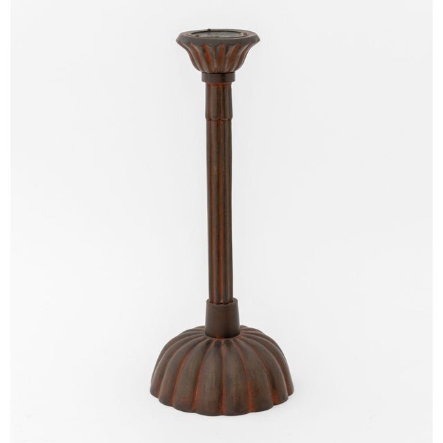 Late 19th Century Japanese Patinated Bronze Candle Prickets, Pair For Sale - Image 5 of 6