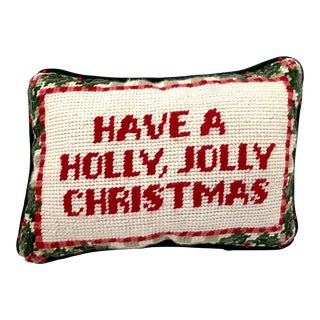 Needlepoint Holiday Decorative Pillow For Sale