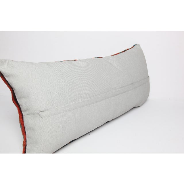 Handwoven Antique Caucasian Lumbar Pillow Cover – Tribal Design -16'' X 35'' For Sale In Tampa - Image 6 of 9