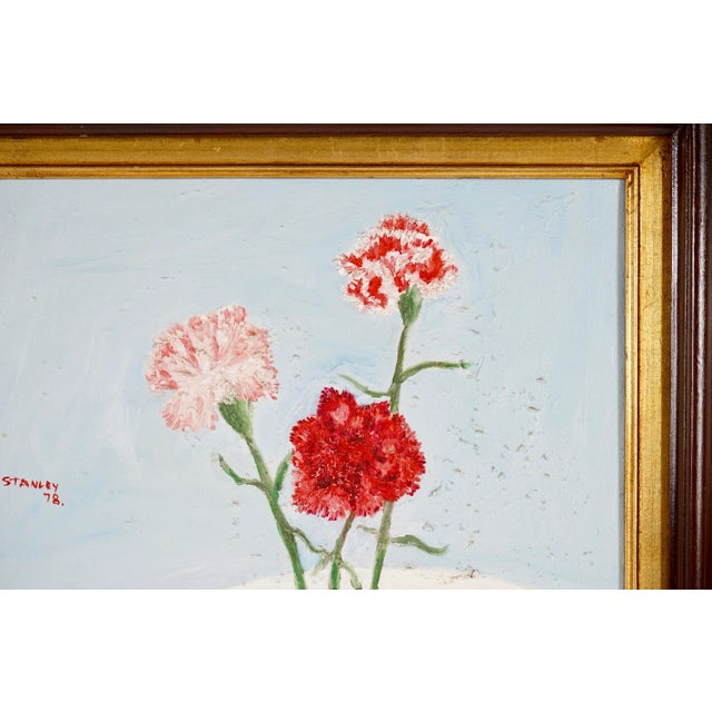 1970s Original Painting of Flowers in a Vase by Stanley For Sale In Miami - Image 6 of 7