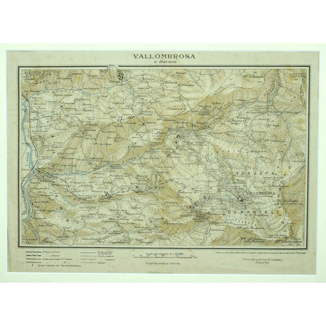 This Map of Vallombrosa is a vintage offset print realized by an anonymous author in 1926. The state of preservation of...