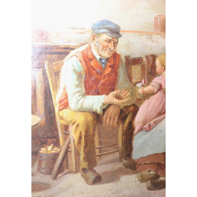 Antique 1800's Original Donatus Buongiorno Oil Painting Grandparents Baby Canvas For Sale - Image 11 of 12