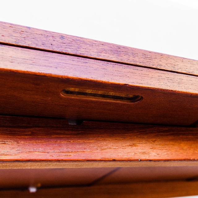 Large 1960s Danish Modern Studio Crafted Teak Coffee Table With Hidden Drink Trays For Sale - Image 10 of 16