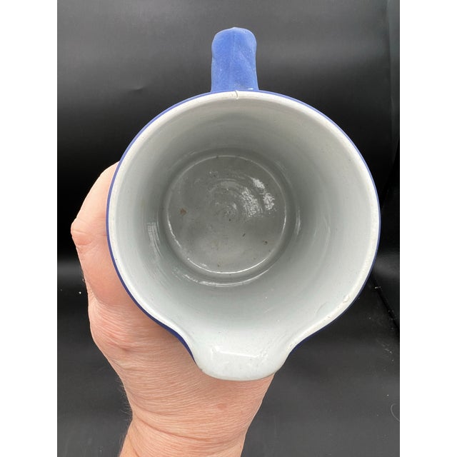 Blue Antique Wedgwood Jasperware Dark Blue Jug Pitcher 1891-1908 For Sale - Image 8 of 12