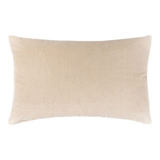 Scalamandre 22" x 14" Tudor Velvet Lumbar Pillow in Putty For Sale