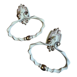 1980s Sears Roebuck Bonaventure Carriage House Towel Rings - a Pair
