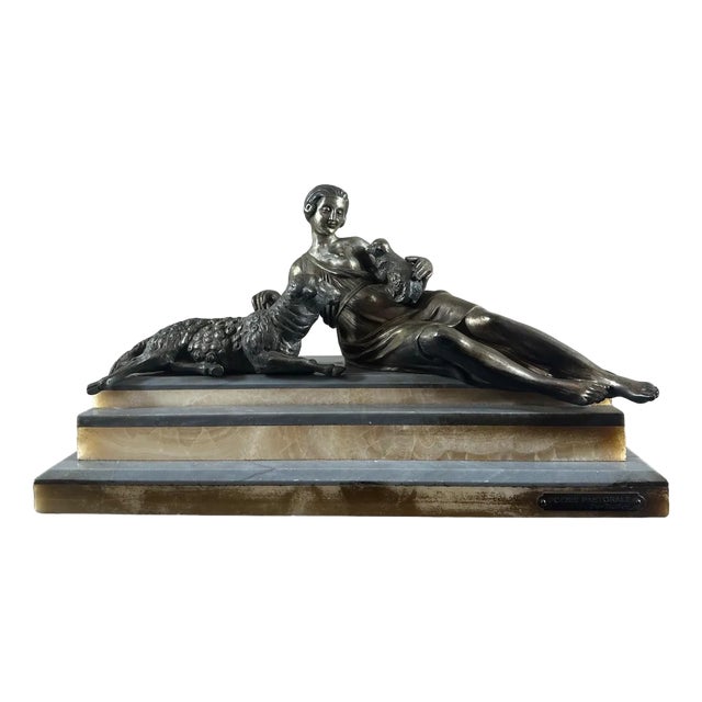 Ruffony, Art Nouveau Figure, 1925, Regula on Marble For Sale