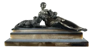 Ruffony, Art Nouveau Figure, 1925, Regula on Marble