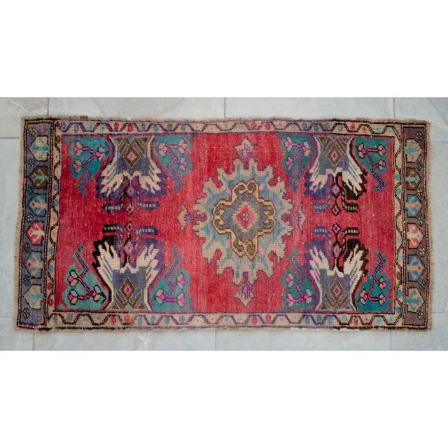 Hand Knotted Door Mat, Entryway Rug, Bath Mat, Kitchen Decor, Small Rug, Turkish Rug - 1′7″ × 3′ For Sale - Image 10 of 15