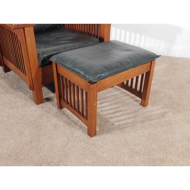 Late 20th Century Kimball Antique Style Mission Prairie Arts & Crafts Oak Morris Chair & Ottoman For Sale - Image 5 of 18