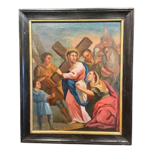 18th Century French Oil on Canvas Painting "Sixth Station of the Cross"