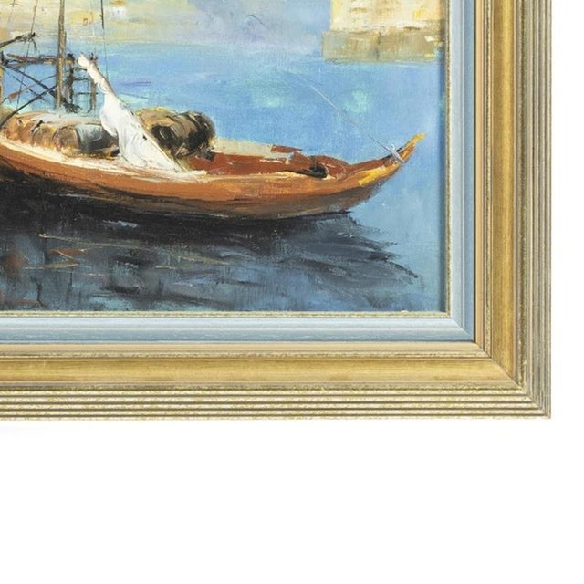 Jusa, Port View, 1990s, Acrylic on Canvas For Sale - Image 5 of 6