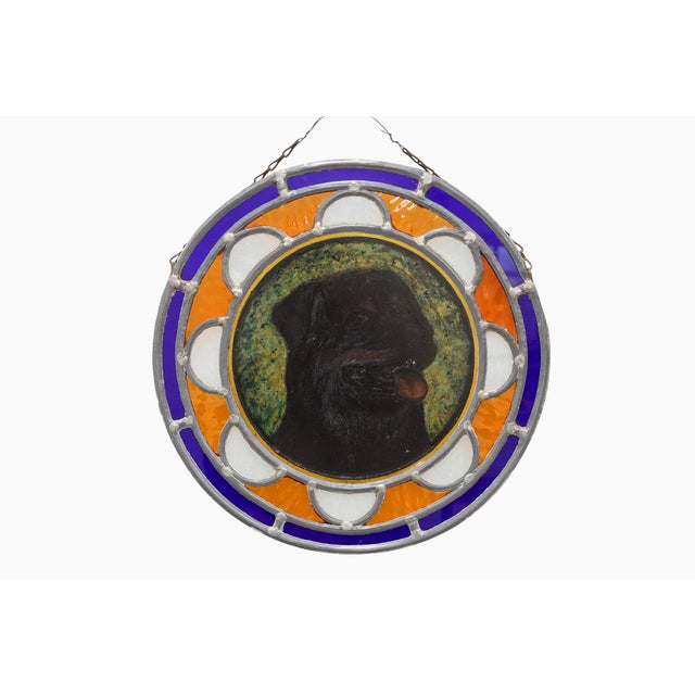 Art Deco Stained Glass Roundel with Rottweiler Dog, Belgium, 1890s For Sale - Image 4 of 11