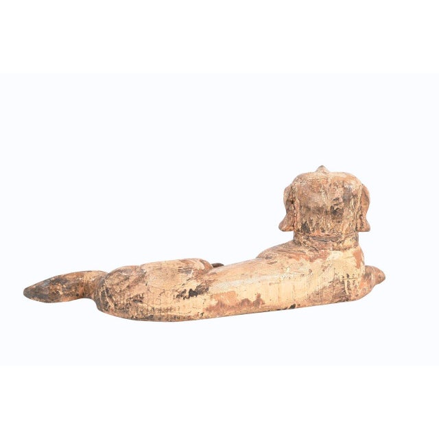 Vintage Indian Carved and Painted Dog Statue For Sale - Image 4 of 4