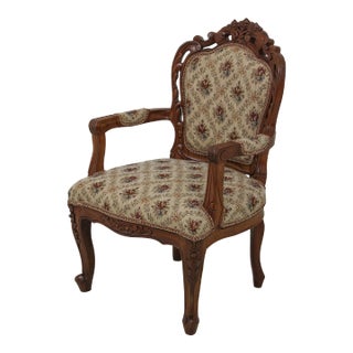 Youth Size Victorian Style Carved Open Armchair For Sale