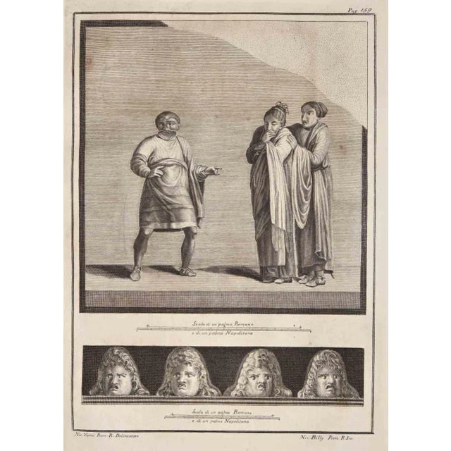 Ancient roman fresco from the series "antiquities of herculaneum", is an etching on paper realized by nicolo billy in the...