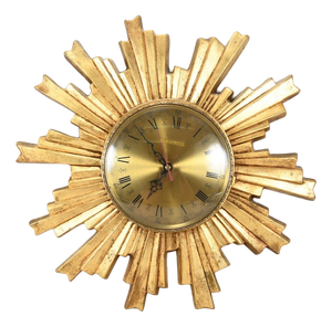 Vintage Hollywood Regency Sunburst Wall Clock with Kienzle Movement from Electrica, Germany, 1960s