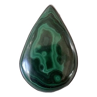 Vintage Sterling Silver and Malachite Pendant For Sale