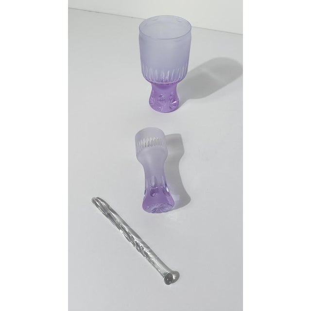 Long Space Age Drink Tumbler Glasses & Jug Set in Pale Lilac Frost Crystal, 1960s, Set of 7 For Sale - Image 12 of 18