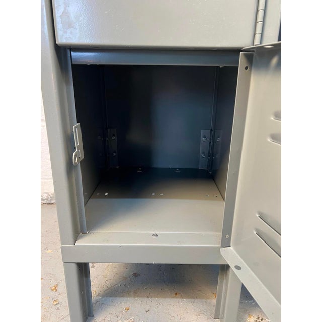 Metal Late 20th Century Pair of Two Tall Industrial Lockers For Sale - Image 7 of 15