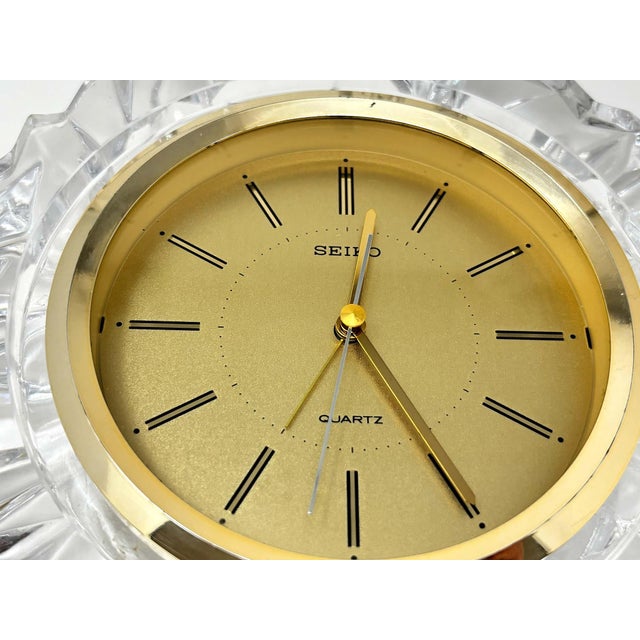 Vintage Seiko Japanese Faceted Crystal Quartz Desk or Mantel Clock, circa 1980s For Sale - Image 12 of 12