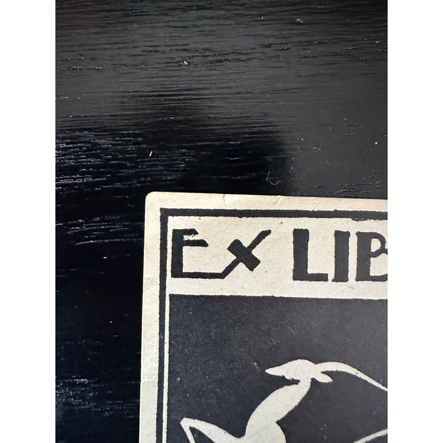 Black Vintage Art Deco Ex Libris Bookplate With Gazelle Artwork For Sale - Image 8 of 9