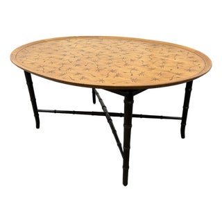 Kittinger Incised Dandelion Oval Coffee Table, Vintage For Sale