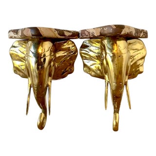 Vintage Artisan Made Scagliola Elephant Brackets - A Pair For Sale