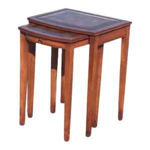 Late 20th Century Leather Top Nesting Tables, Set of 2