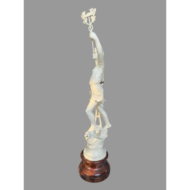 White Antique Victorian Cast Metal 29" Figural Statue Sculpture For Sale - Image 8 of 10