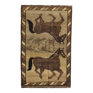 Vintage Hand-Knotted Persian Gabbeh Rug 3'4" X 5'3" For Sale