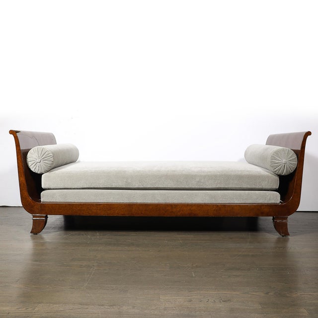 Art Deco Lupe De Amboyna Wood & Taupe Mohair Upholstery Daybed Attr. Jules Leleu For Sale - Image 13 of 18