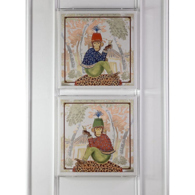 Plastic Martini Monkey Red Shadowbox Giclee Print For Sale - Image 7 of 8