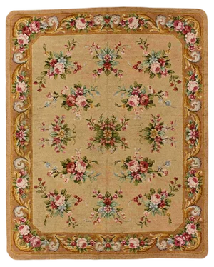 20th Century French Brown and Floral Motifs Savonerie Rug, 1920s
