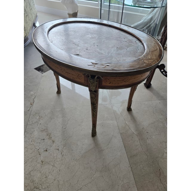 Antique French Bronze & Marble Coffee Table W Rams Heads For Sale - Image 11 of 13