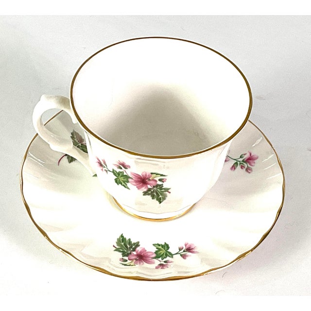 English 1950s Lefton, English Bone, China, Floral, Teacup, and Saucer For Sale - Image 3 of 6