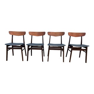 Set of 4 Vintage Danish Modern Teak and Birch Dining Chairs For Sale
