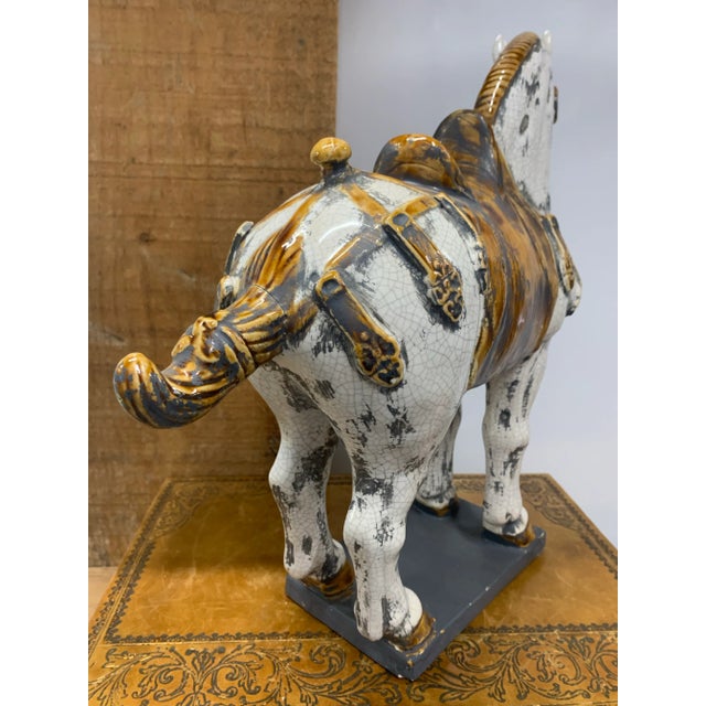 Late 20th Century Vintage Late 20th Century Tang Style Ceramic War Horse Sculpture For Sale - Image 5 of 6