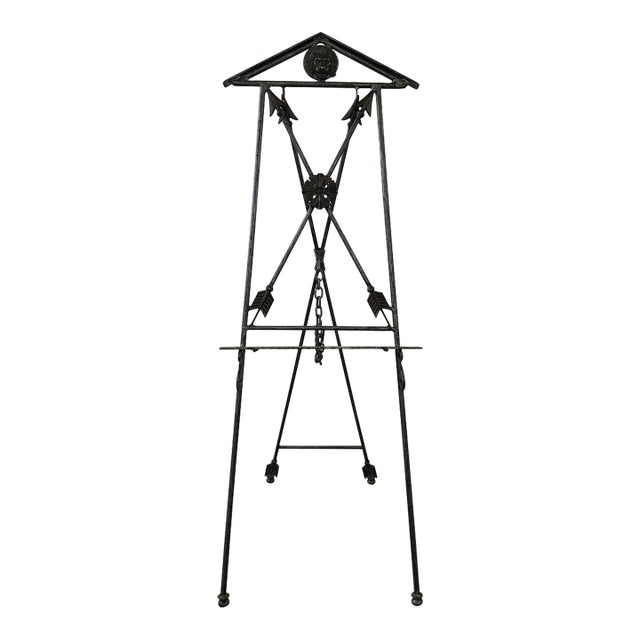 Wrought Iron & Brass Neoclassical Style Easel For Sale