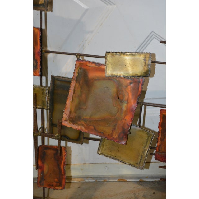 Curtis Jere Style Brutalist Metal Copper / Brass 'Nails' Abstract Wall Art Sculpture For Sale - Image 11 of 18