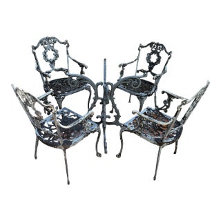 Mid 20th Century Molla Table Base and 4 Arm Chairs For Sale