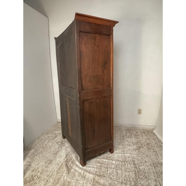 Antique French Provincial Solid Oak Bonnetière Cabinet For Sale - Image 9 of 14