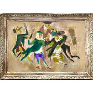 William Gropper, Large Oil Painting Klezmer Wedding Rabbis Judaica WPA Jewish Art William Gropper, c.1940's For Sale