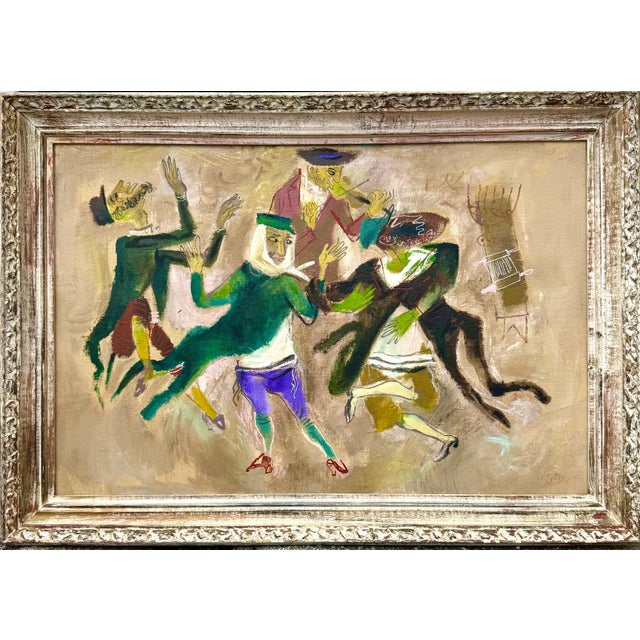 William Gropper, Large Oil Painting Klezmer Wedding Rabbis Judaica WPA Jewish Art William Gropper, c.1940's For Sale